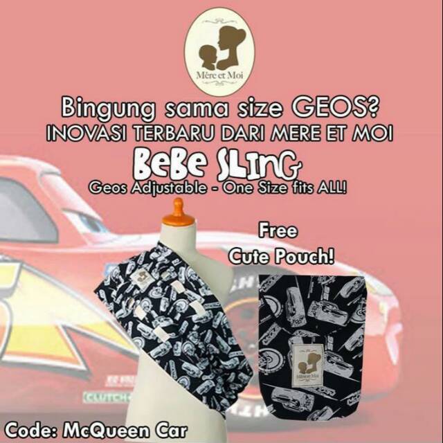 Geos Bebe Sling Mere Et Moi Mcqueen Car One size fits all