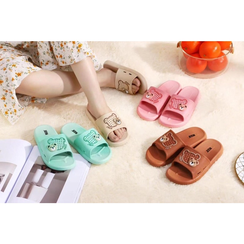 Sandal Slop Kamar Karet Wanita Bear Beruang Cute Cantik Lucu Impor MGR Mokaya Balance (1898-1/2813)/ Size 36-40