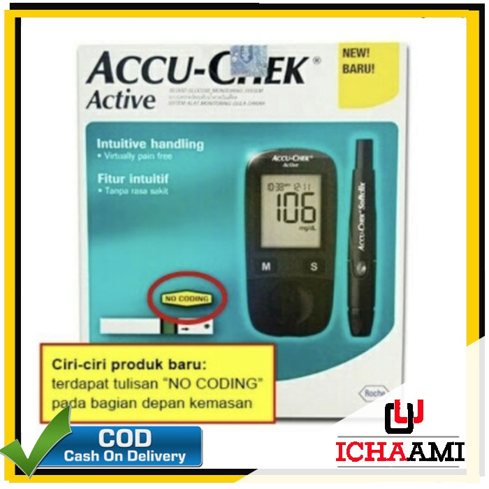 Accu Chek Active Alat Cek Tes Gula Darah Tanpa Chip Code Check Kemasan Baru