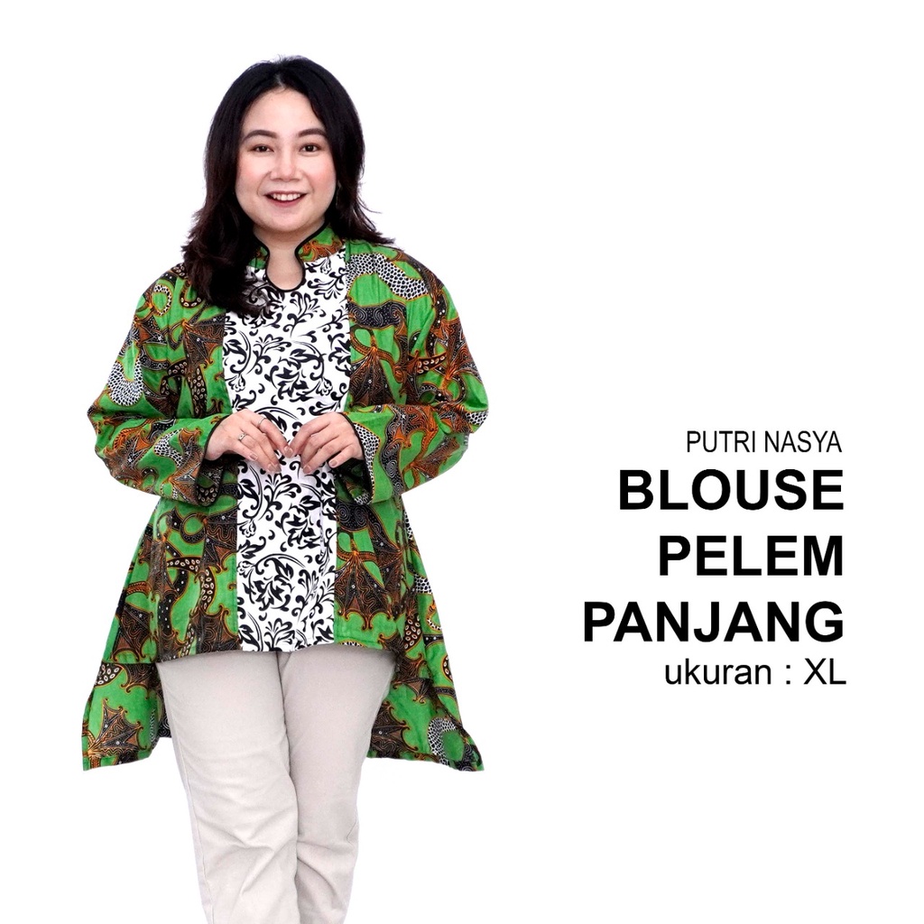 Atasan Batik Big Size Blouse Wanita Jumbo L-XL-2L-3L-4L-5L-6L-7L Blus Model Big LD 140 Kantor Seragam Batik / Atasan Kerja Formal Big Size / Blus Super Jumbo Bahan Kerja