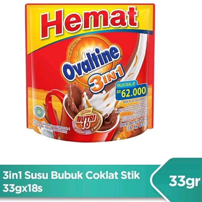 

OVALTINE 3in1 bag 18x32gr Coklat