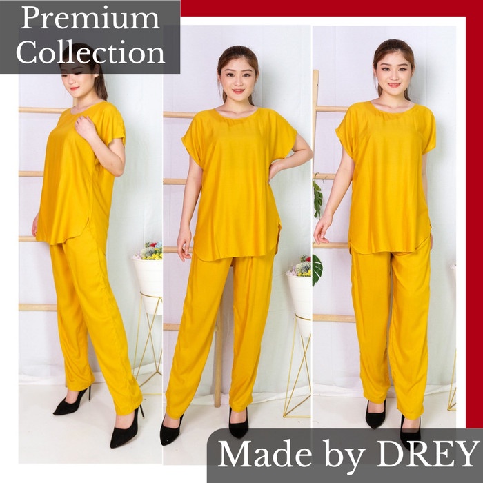 Set Piyama Wanita Piyama Import Kaos Lengan Panjang Jumbo Perset Import A1T8 Jumbo Rayon Celana Pend