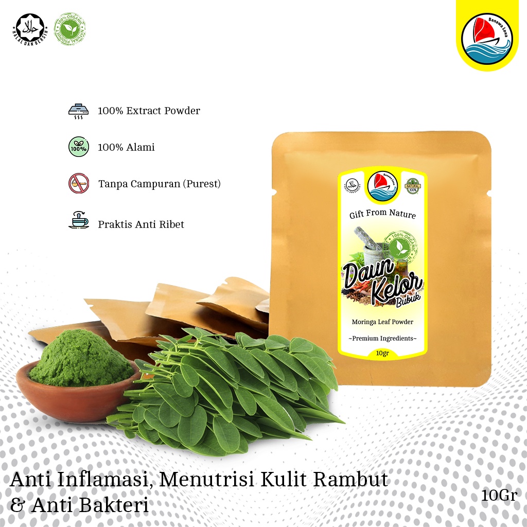 

BANAWA LOKA Moringa Leaf 10g Daun Kelor Bubuk Daun Kelor Kering Halus 100% Murni