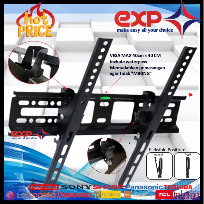 Garansi cocok!!! Bracket TV universal 42&quot; s/d 55&quot; Waterpas adjustable position-14