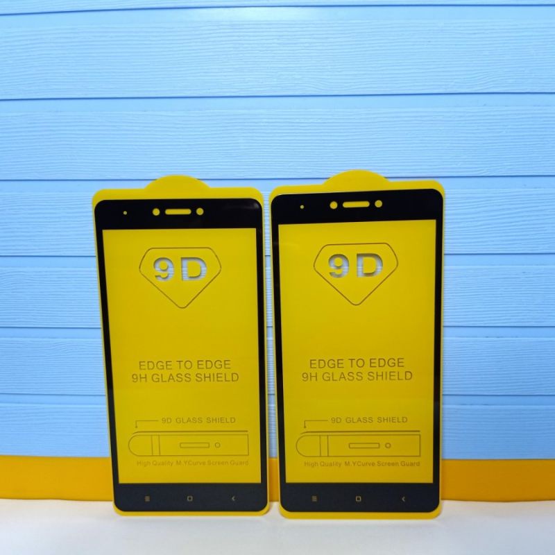 Tempered Glass Xiaomi Redmi 4X Full Cover Warna 5D / 6D / 9D  - Hitam