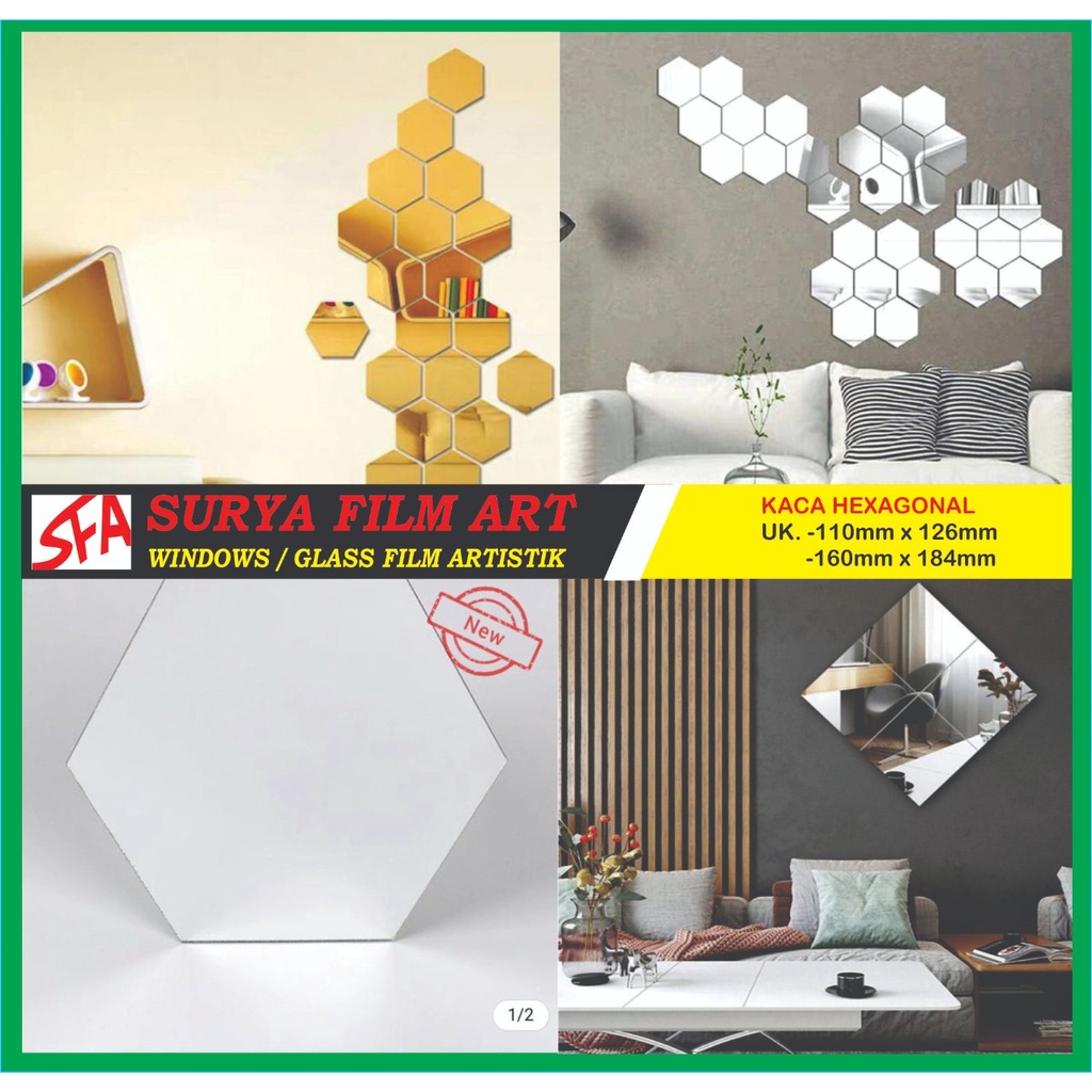 KACA CERMIN DINDING HEXAGONAL