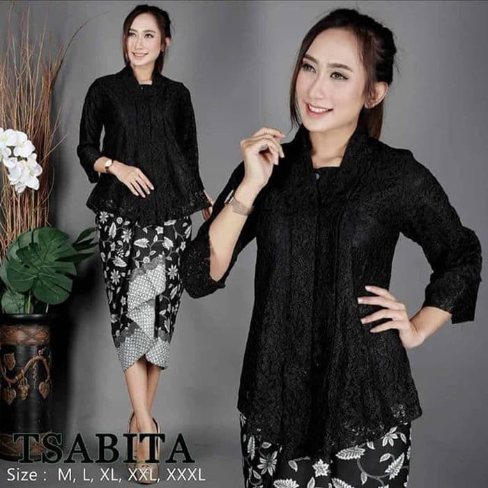 Stelan Kebaya Ploy Brukat Tsabita Warna Hitam Kebaya Modern Shopee Indonesia