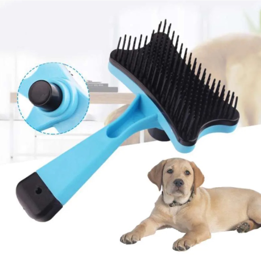 Sisir Grooming Anjing Kucing Press anabul pembersih perawatan bulu rontok