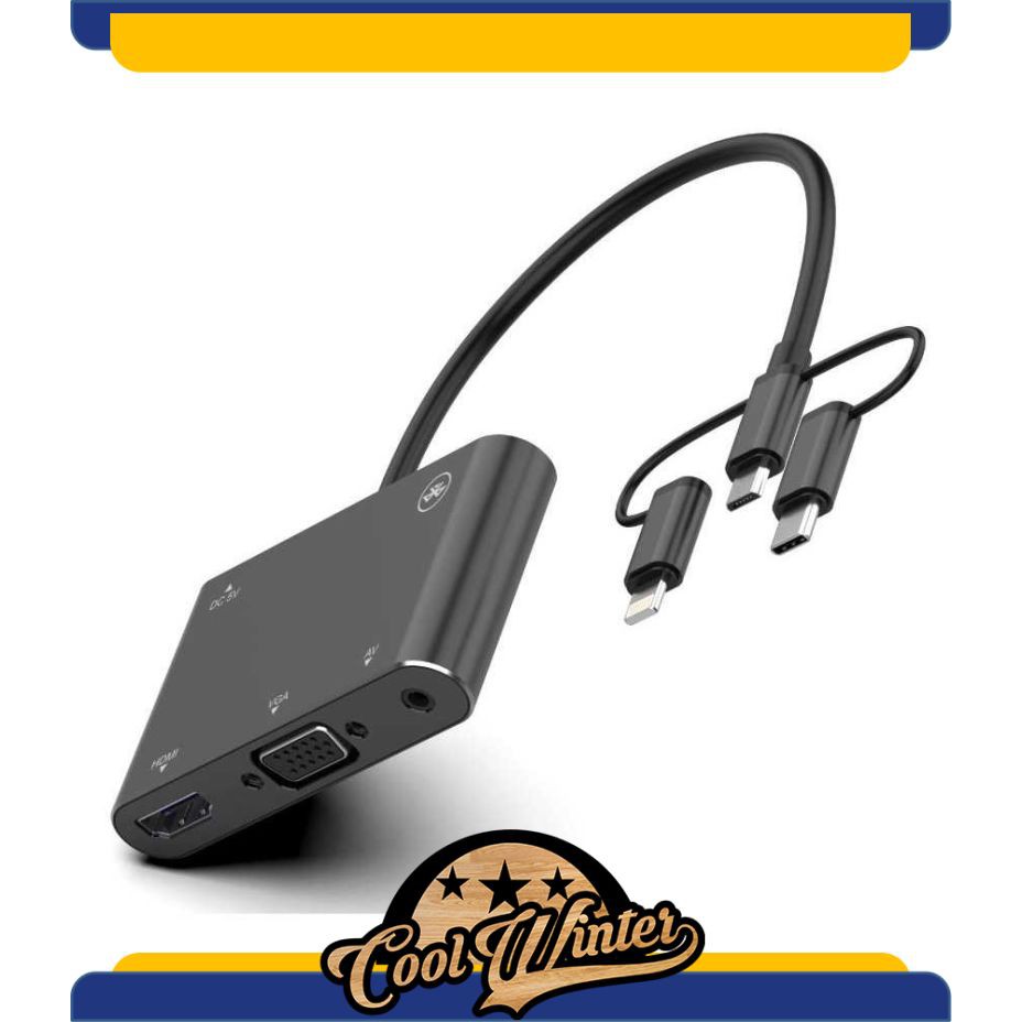 BUBM ADAPTER USB TYPE C/LIGHTNING/MICROUSB TO HDMI/VGA/AV - OT-7585B COOLWINTER