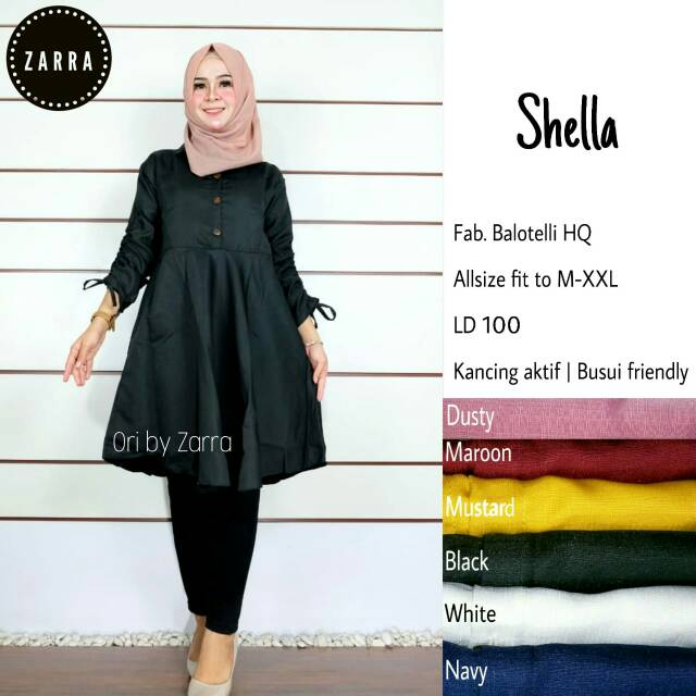 Tunik Atasan Polos Syari Shella Busana Muslim Original Zarra