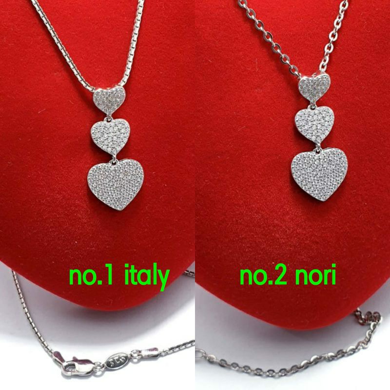 Kalung dan Liontin Love Perak Asli 925 Lapis Emas Putih - Perhiasan Kalung Wanita Silver 925