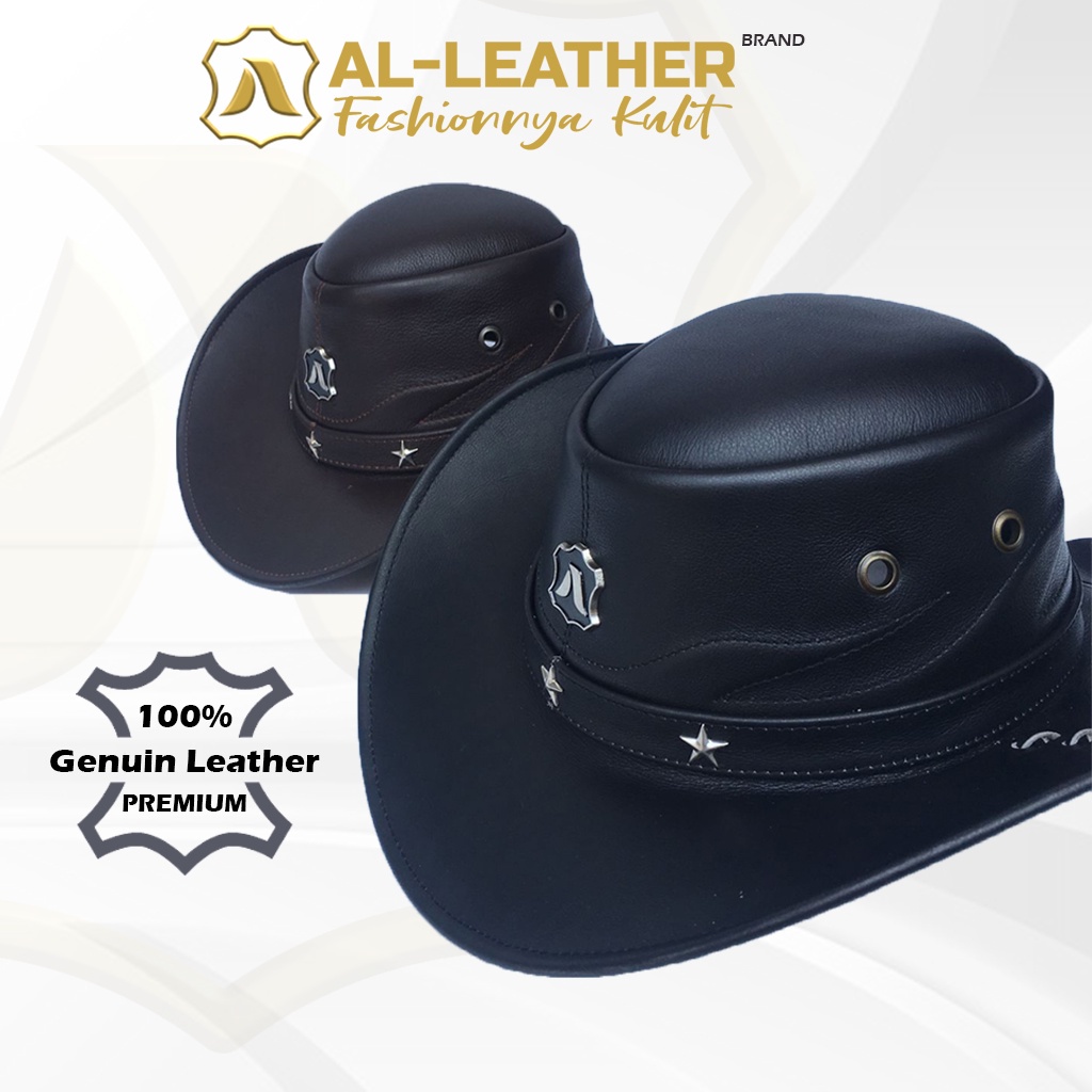 AL-Leather topi pria kulit asli koboy /topikoboy/ topi koboy Premium Original Quality