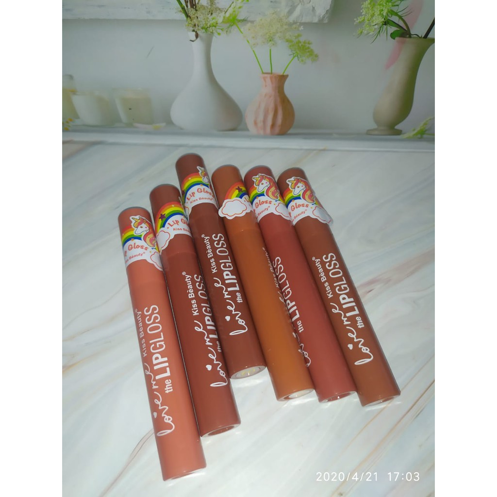 (  6 PCS )KISS BEAUTY LIPGLOSS UNICORN COLLOR 7883-03A LOVE ME