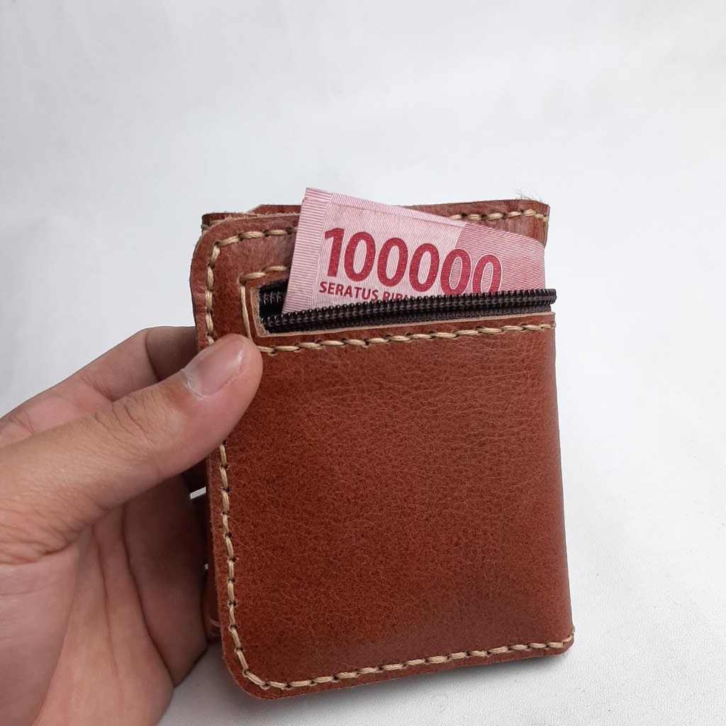 Dompet kulit sapi asli fullup handmade warna tan asli garut