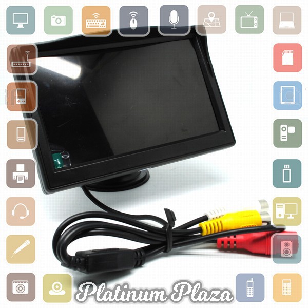Monitor Rear View Parkir Mobil TFT LCD 5 Inch - Black`E3AQCY-