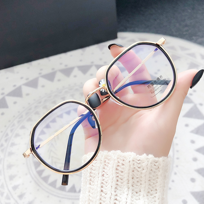 (YUZHU) TERSEDIA &amp; COD Frame Kacamata Wanita Korean Gaya Kacamata Anti Radiasi Cewek Bulat Eyeglasses