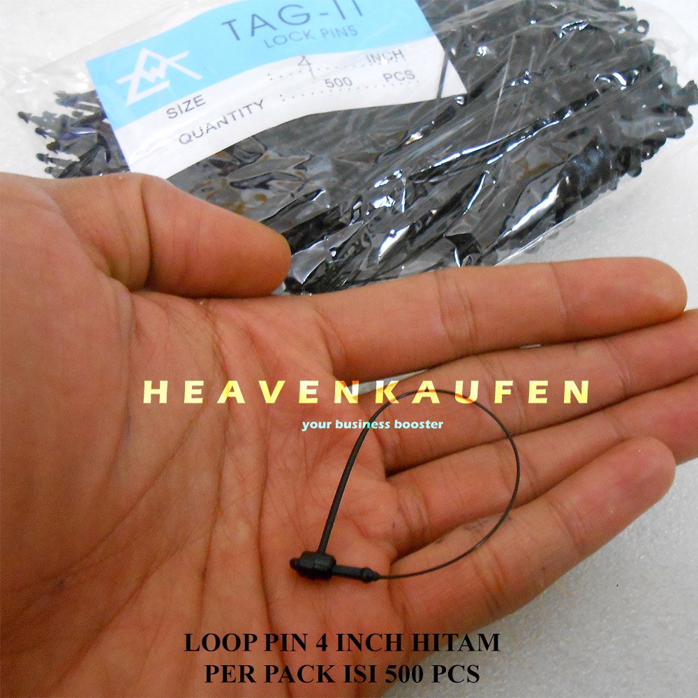 String Pin Lock Pin / Loop Pin Tali Hangtag Label Merek Ukuran 4 inch Warna Hitam isi 500 pcs