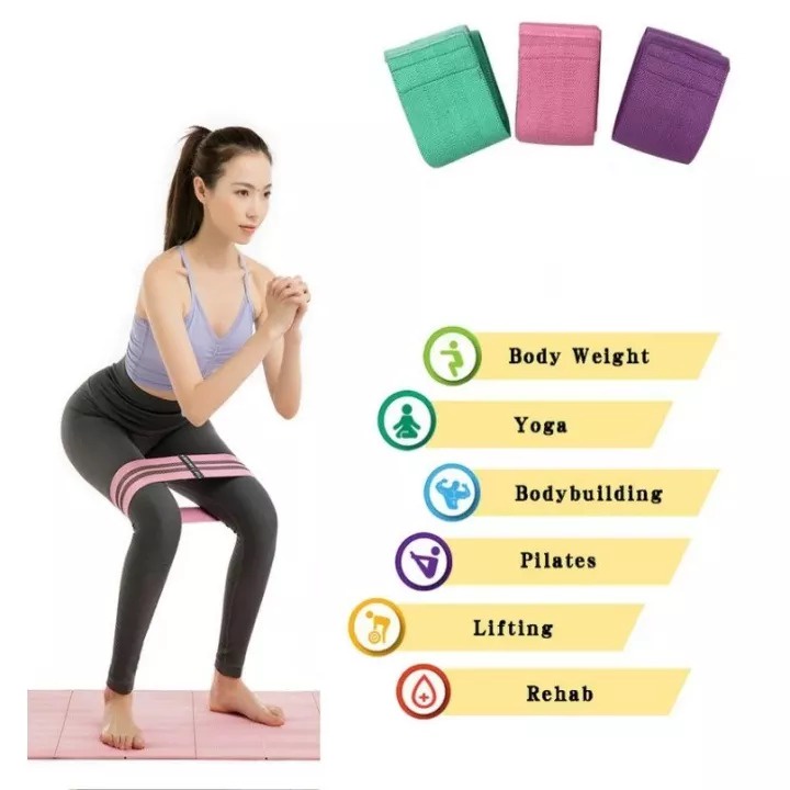 MILIKI SEGERA Alat Olahraga JS -9 Yoga Hip Band 3 Levels | Hip Resistance Band | Squat Band | Booty Band | Anti Slip