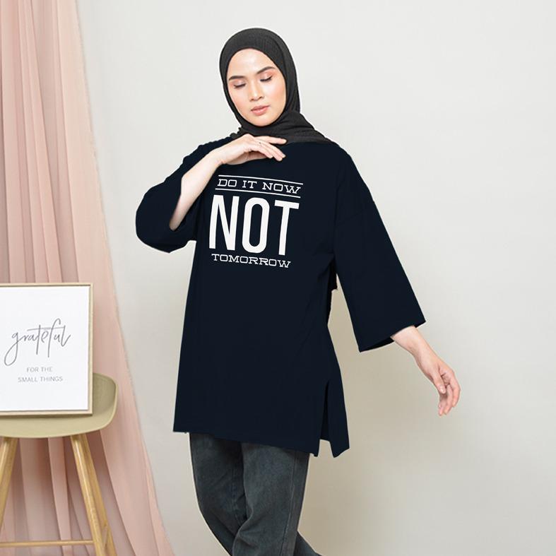 KAOS OVERSIZE TOP HIJAB WANITA BASIC  NOT / OVERSIZE SLIT BLOUSE