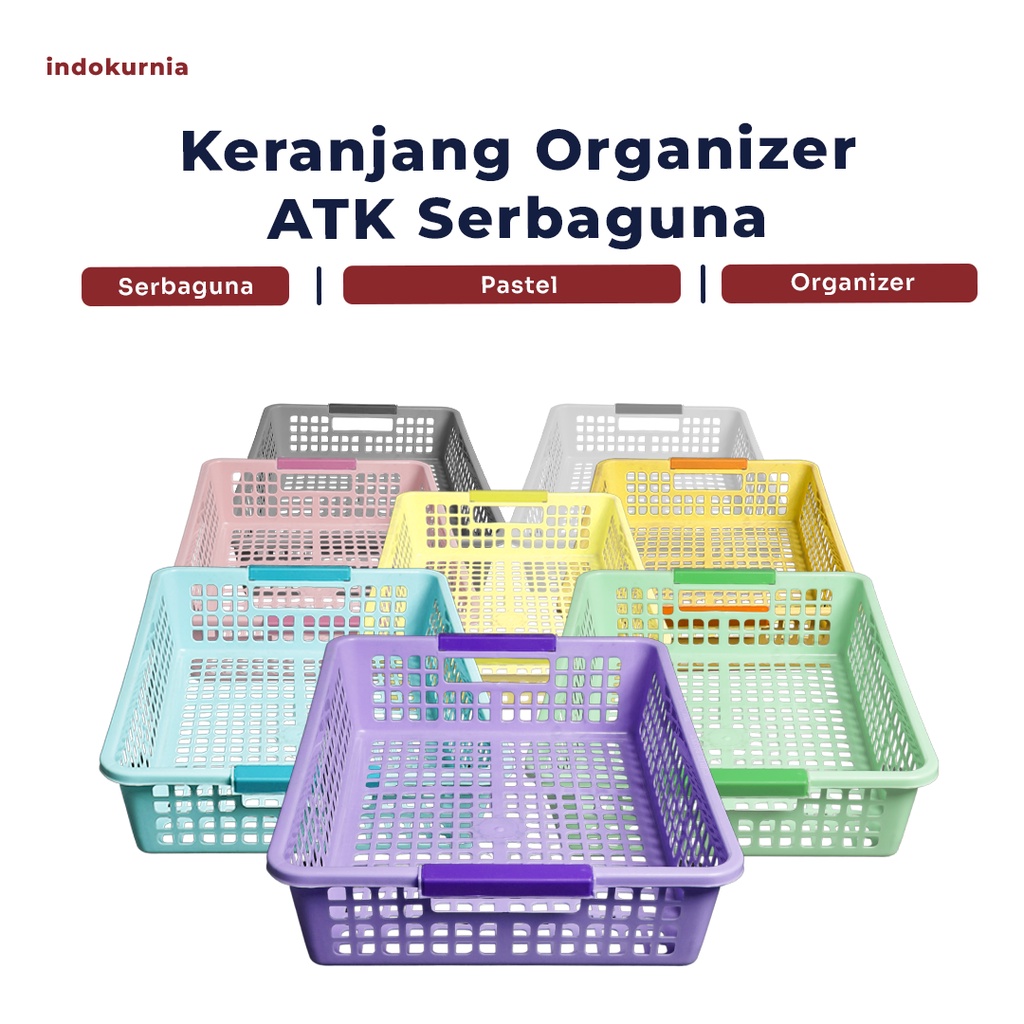 Indokurnia Keranjang Organizer Alat Tulis Kantor Pastel