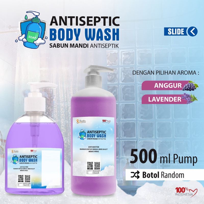 BODY WASH antiseptik aneka aroma wangi kemasa pump 500 ml