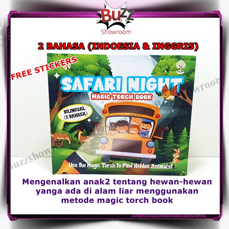 Safari Night with flashlight Buku cerita Bilingual inggris indonesia