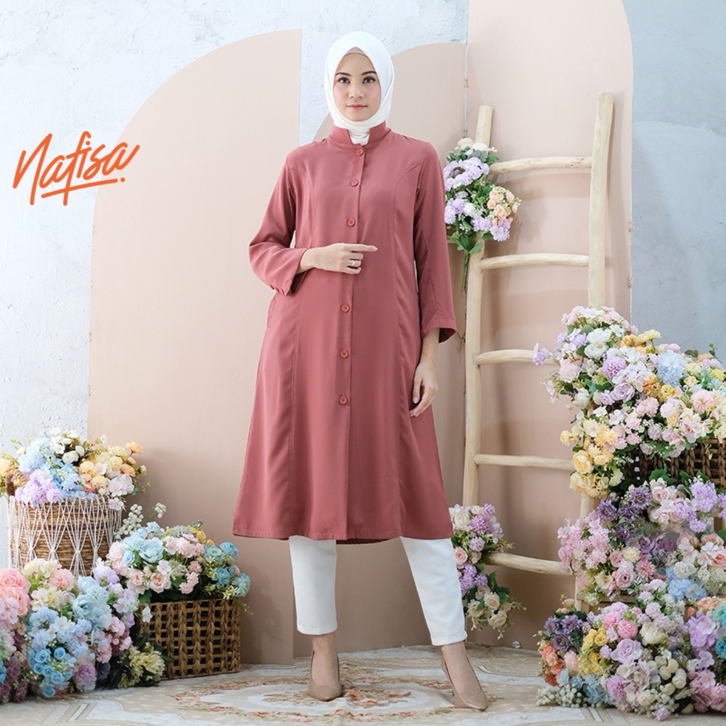 Tunik Panjang Wanita Nafisa AMASYA Outer Muslimah Premium Blouse Tunik Polos