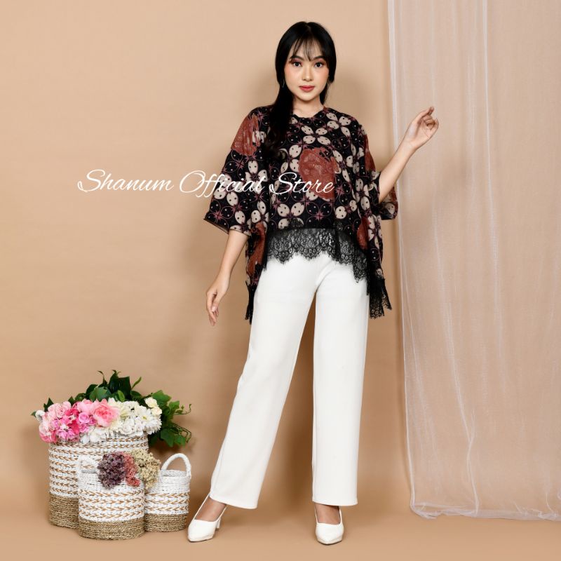 BLOUSE BATIK BATWING LACE/ BLOUSE OVERSIZE MOTIF  KAWUNG KIPAS/ BLOUSE BATIK KONDANGAN/KERJA/KULIAH