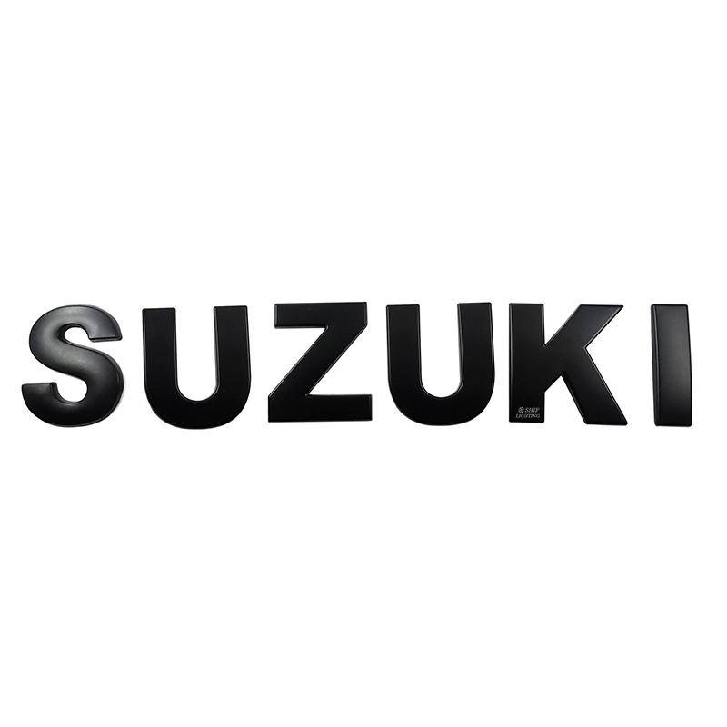 SUZUKI Hood Emblem DIY Letter 45mm Chrome/Black Car Decals Stickers