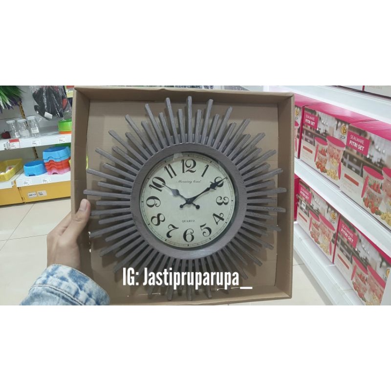 Wall Clock, Jam Dinding Motif Kayu Brown D30x30cm MR D.I.Y, DIY