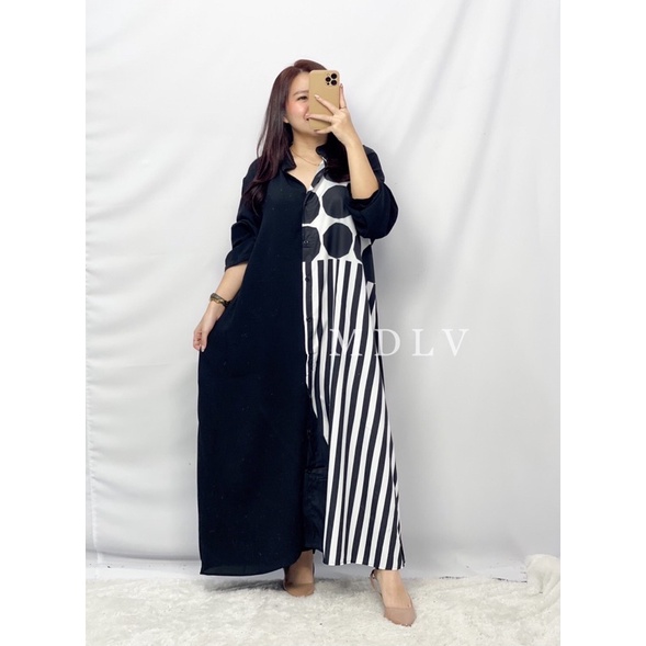 MDLV ~ 83004# Arletta Maxi Dress Oversize Dress Long Dress Big Size Fashion Import