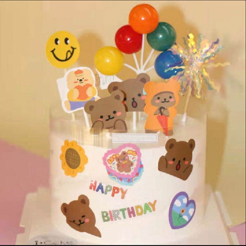 7pcs / set Topper Kue Desain Kartun Beruang Untuk Dekorasi Pesta Ulang Tahun Anak