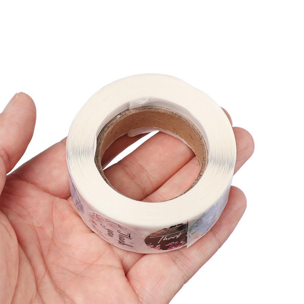 500pcs / Roll Perekat Segel Kemasan Desain Thank You Untuk Dekorasi Pernikahan