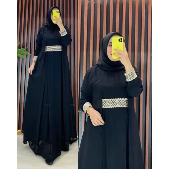 COD Hilya Dress Ceruty Babydoll Mix Brukat / Gamis Kondangan Jumbo M L XL XXL LD 100 105 110 115 / Salsa Dress Ceruty Babydoll Mix Renda / Dress Kondangan Terbaru 2023 / Gamis Malaysia Kekinian / Fashion Wanita Muslimah / Busana Muslim Wanita Terlaris