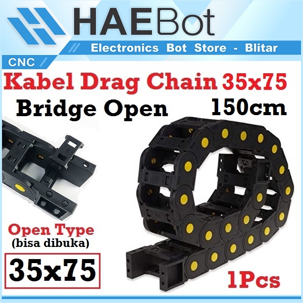 [HAEBOT] Kabel Cable Drag Chain Dragchain Bridge Open 35x75 mm 150cm Type CNC Wire Carrier Plastic Industri Mekanik Towline Mesin Pembawa Rantai Kabel 35 x 75 mm