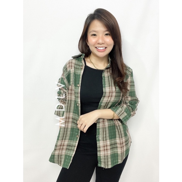 MDLV ~ 8937# Maggia Double Cloth Plaid Shirt Kemeja Kotak Import