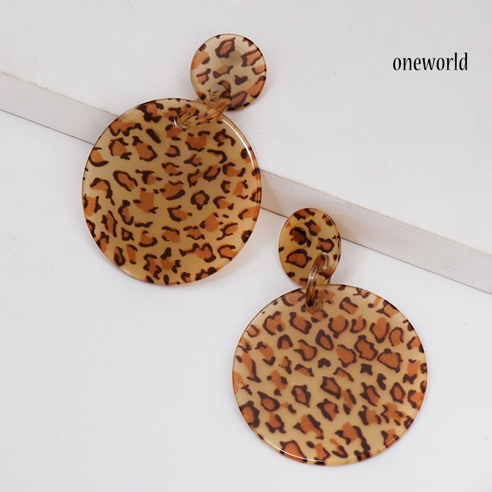 OW@ Fashion Geometric Acetate Leopard Eardrop Earrings Party Jewelry Accessory Gift