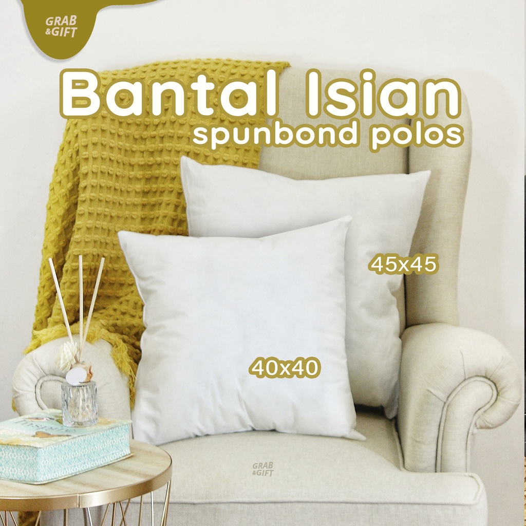 Bantal Sofa Isian Spunbond 40x40 cm dan 45x45 Untuk Sarung Bahan Spunbond Putih Polos Grabandgift