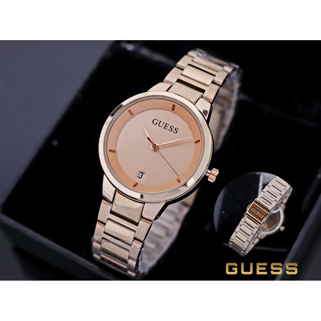 Grosir Jam Tangan Wanita Guess Tanggal Aktif Model Kotak Free Box dan Baterai Cadangan - COD