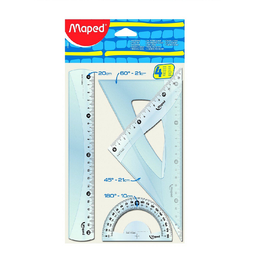 

Maped 4 Piece Geometry Set Penggaris Set Busur Segitiga Ukuran Sedang 242820 Medium