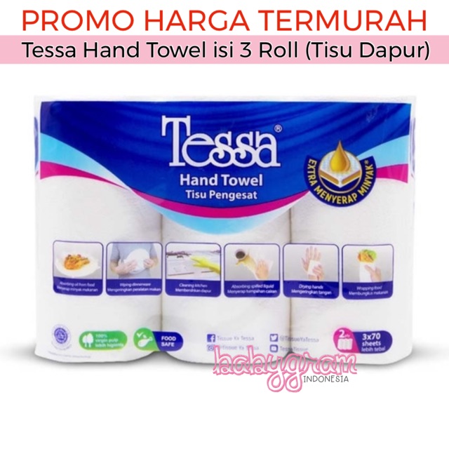 Tessa Tissue Tisu Dapur Hand Kitchen Towel Roll isi 3