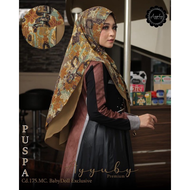 Puspa Ayyuby khimar motif dua layer terbaru ORI ayyuby