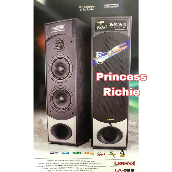 Speaker active Lawega LA-629 USB FM radio Subwoofer karaoke with echo