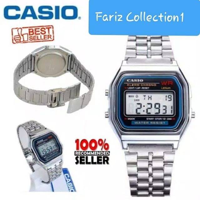 JAM TANGAN CASIO DIGITAL A159W / JAM CASIO TALI RANTAI STAINLESS SB