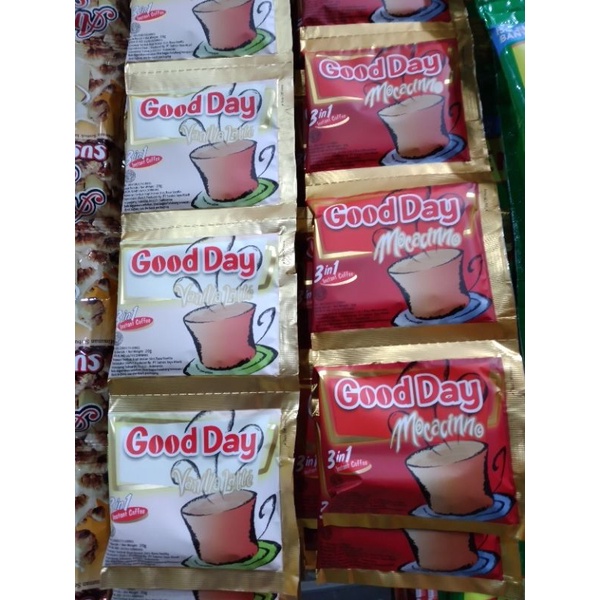 

Good Day, Cappucino, Mocacinno, Vanilla Latte, Carrebian Nut, Chococinno. ( 1 renceng 10pcs)