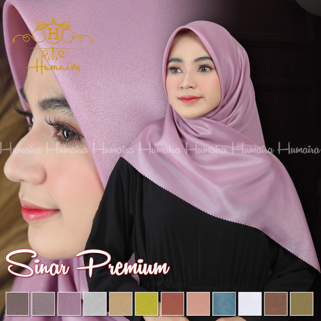 Hijab muslimah segi empat sinar premium polos