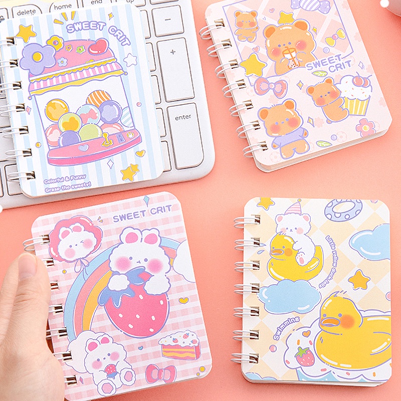 4pcs 80 Lembar A7 Buku Notebook / Catatan Mini Portable Motif Kartun Untuk Pelajar