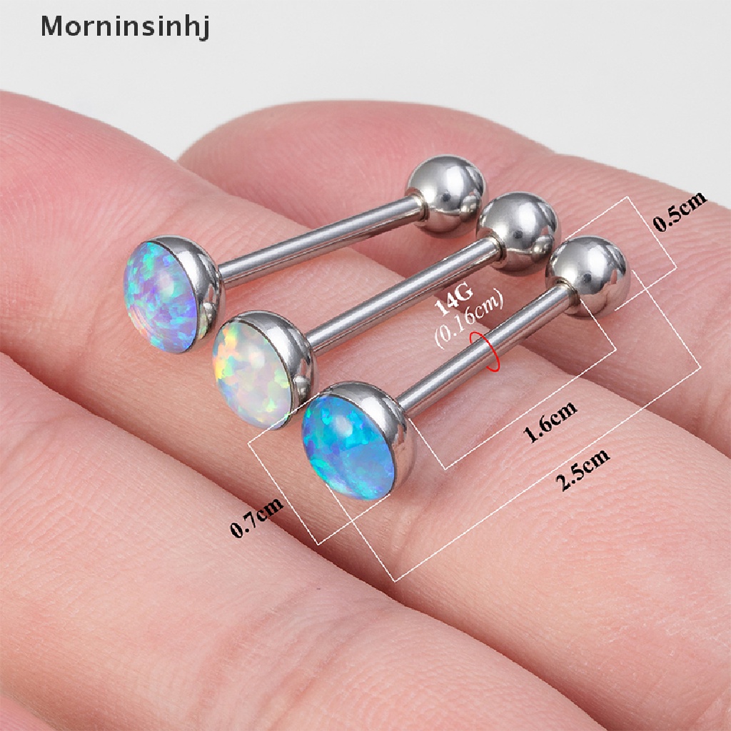 1 Pc Cincin Tindik Lidah Bentuk Barbells Helix 14G Bahan Stainless Steel Gaya Punk Untuk Wanita