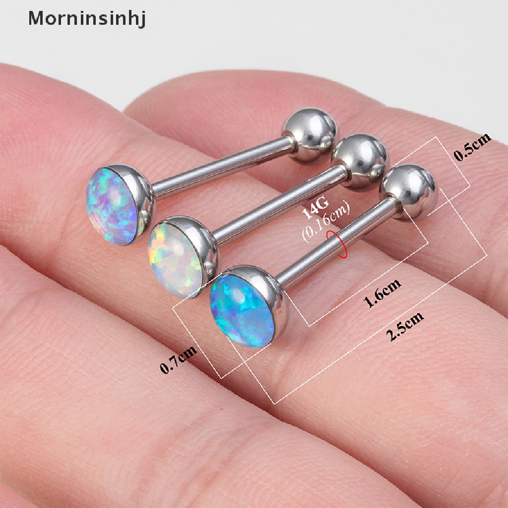 1 Pc Cincin Tindik Lidah Bentuk Barbells Helix 14G Bahan Stainless Steel Gaya Punk Untuk Wanita