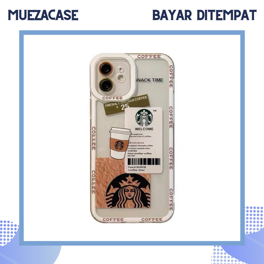 Casing Soft Case iPhone 6 6S 7 8 Plus SE 2020 XR X XS 11 12 Pro Max Transparan Coffee White Starbuck